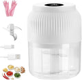 Household Electric Garlic Crusher, Electric Garlic Chopper, Usb Rechargeable Chopper With Stainless Steel Blades, One-Touch Mini Kitchen Helper, Easy To Clean, For Vegetables (White, 4 blades)