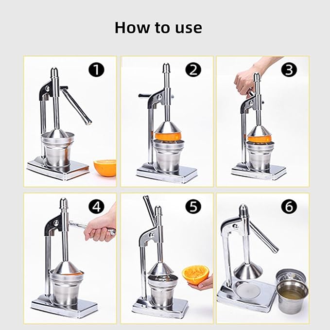 Cast Iron Juicer Hand Press, Manual Juicer Hand Press Cast Iron, Stainless Steel Countertop Juice Press for Oranges Lemons Limes, Easy to Clean, Bar and Kitchen
