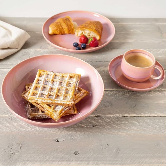 like. by Villeroy & Boch Perlemor Coral Coffee Cup Saucer, Premium Porcelain, Made in Germany, Dishwasher and Microwave Safe, 6.25x1 in