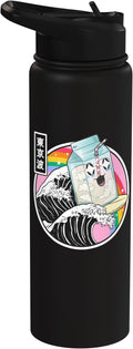 Surfing Milk Carton Kanagawa Wave Japan Anime Vaporwave Stainless Steel Insulated Water Bottle