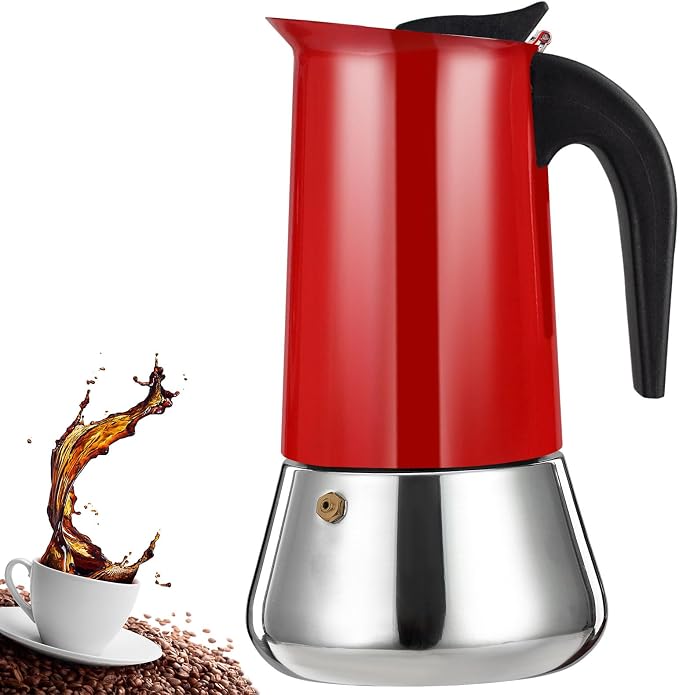 12 Cup Stovetop Espresso Maker Stainless Steel Moka Pot Stove Top Percolator Italian Coffee Makers Capable Mocha Greca Machine Cafe Classic Induction Cookers for Home and Camping 600ml 20oz