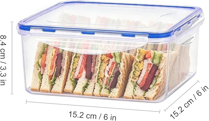 KIGI Large Square Food Storage Containers with 4-Sided Locking Lid, Airtight & Leak proof, Ideal for Lunch and Meal Prep, BPA-Free Plastic, 10 cup, 81 oz, 4 Piece Set