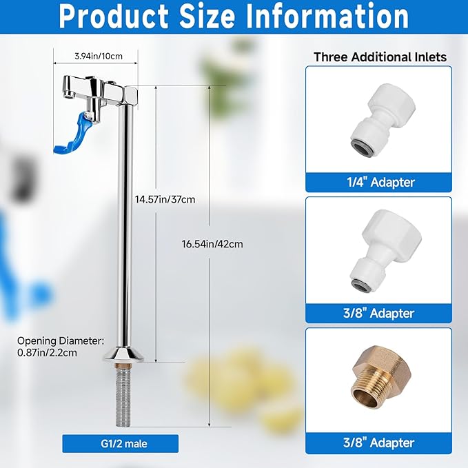 14 inch Glass Filler Faucet, Glass Filling Station Water Station Drinking Water Faucet with 1/4" & 3/8" Adapters & Sealing Tape, Male for Bar Cafe Restaurant Kitchen Hotel Public Lounge