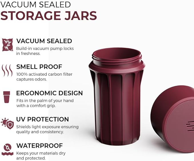 Staze Air Tight Smell Proof Container (148ml) - Vacuum Seal Jar, Waterproof Food Storage Canister, Portable Small Smell Proof Jar for Coffee, Spice & Gummies - (BRICK)