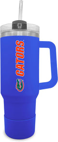 Campus Colors College & University 40 oz Travel Tumbler With Handle - Dual Option Lid With Straw - Vacuum Insulated Stainless Steel (Florida Gators - Royal)