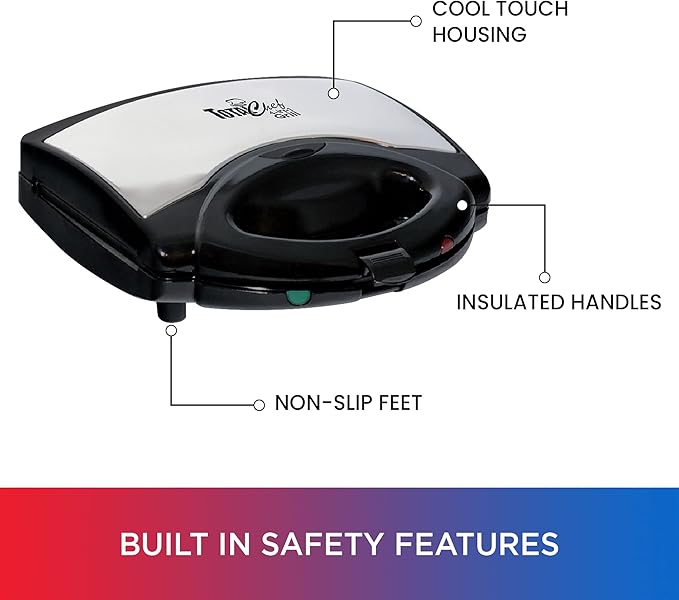 Koolatron Total Chef 4-in-1 Countertop Grill Plus Open Griddle, Sandwich Press, Waffle Maker, Healthy Family Cooking, Home, Dorm or RV, Black, silver, 20 Lbs., (TCG08G-CA)