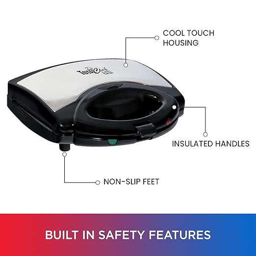 Total Chef 4-in-1 Interchangeable Cooking Surfaces, Countertop Grill Plus Open Griddle, Sandwich Press, Waffle Maker, Healthy Family Cooking, Home, Dorm or RV, BPA Free