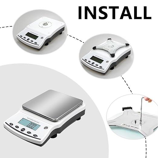 RESHY Lab Scale 5000g x 0.01g, High Precision Digital Analytical Balance with Calibration Weights, 0.01g Accuracy Scientific Gram Scale for Jewelry, Kitchen, Food, Powder, Chemical Use
