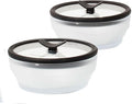 Anyday 2-Pack (2-Cup) Glass Food Storage Set with Glass Lids | Plastic-Free Frosted Meal Prep Bowls | Stackable Airtight Storage Container Set with Vented Silicone Lid for Microwave-Safe Reheating