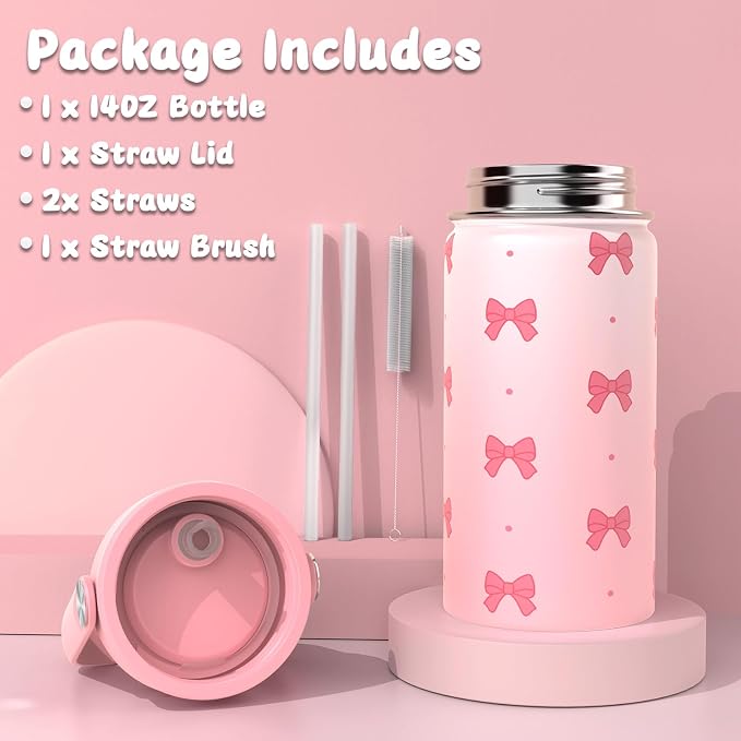 DIGOBAY Girls Backpack - Includes 14oz Insulated Water Bottle, Girls School Backpack Set with Lunch Bag & Pencil Case Teens for School (Pink)
