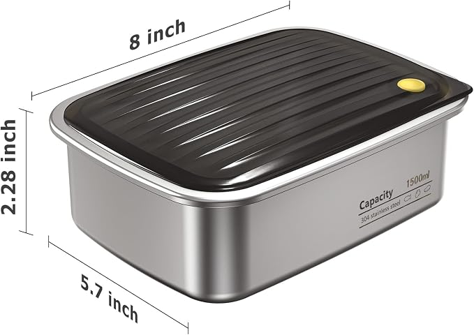 Stainless Steel Inner Container with Lid for Cordless Electric Lunch Box, 1.5L 6.3 Cups Meal Container for Portable Heated Lunch Box, Dishwasher Safe