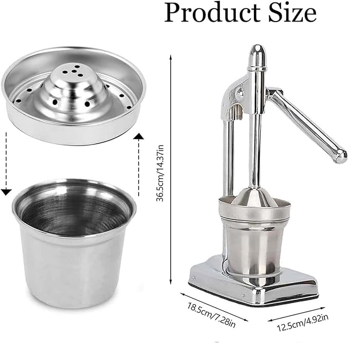 Manual Juicer Hand Press, Effective Cast Iron Juicer Hand Press, Heavy Duty Stainless Steel Manual for Fresh Lemonade and Orange Juice, Easy to Use and Clean, Home and Kitchen Essentials