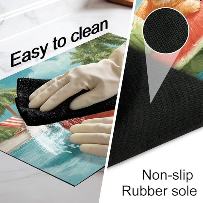 Stove Top Cover for Electric Stove 28.35 x 20.47 Inch Non Slip Stove Mat Summer Cat Pool Float Glass Cooktop Protector Kitchen Counter Mat
