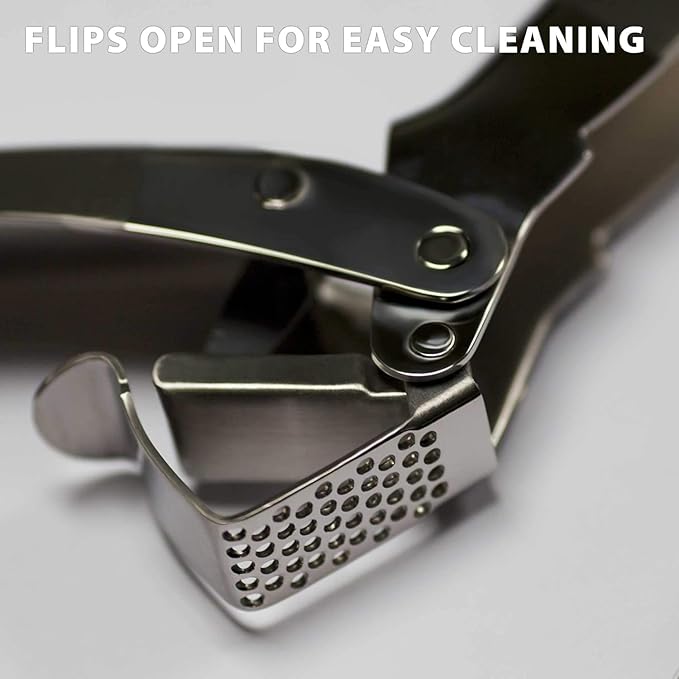 Premium Garlic Press Stainless Steel – Heavy Duty Crusher, Easy Clean, Dishwasher Safe, Includes Brush