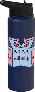 Milk Carton Kawaii Cute Smiling Milk Stainless Steel Insulated Water Bottle