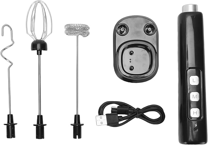 Mingzhe Electric Milk Frother Handheld Drink Mixer USB Rechargeable Stainless Steel for Coffee Lover Outdoor