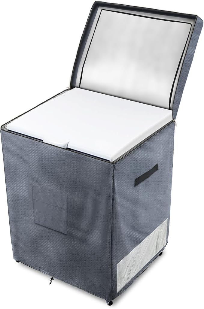 Deep Freezer Covers for Outside,Heavy Duty 600D Durable Chest Freezer Cover Waterproof,Outdoor Freezer Covers for Outside 5.0 Cubic Feet Chest Freezer,Top with Zipper to Open(28"W x 23"D x 34"H,Grey)