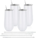 Lifecapido 4 Pack Stemless Champagne Tumblers, 12oz Insulated Champagne Flutes with Lid, Insulated Champagne Glass, Champagne Flute Tumbler, Great Gift for Birthday Party Wedding Christmas (White)