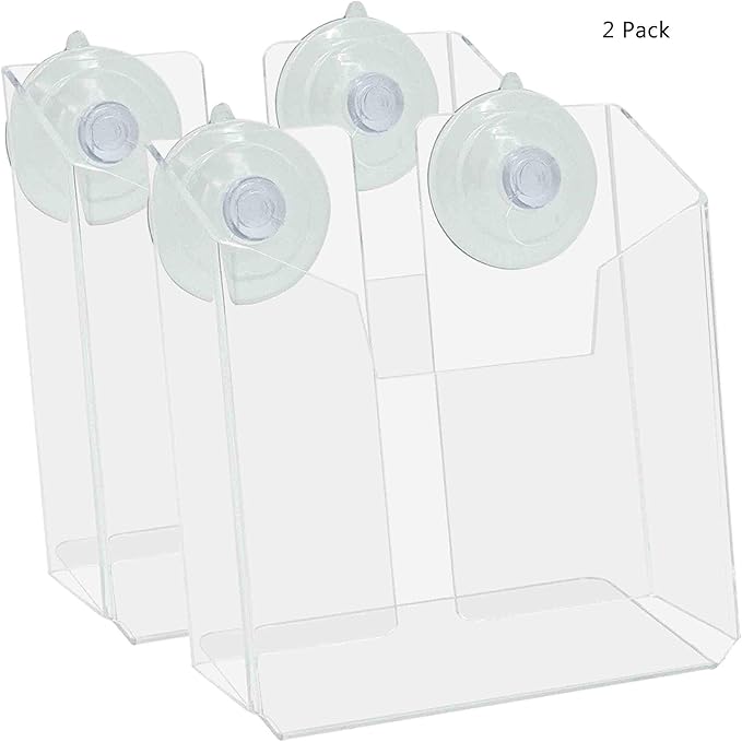 Marketing Holders 2 Pack Suction Cup Brochure Holder for 4" Wide Postcards Clear Acrylic Glass Wall or Window Mount Literature Display for Reception Areas Schools and Libraries