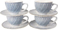 Coffee Mugs Set, 6.8 oz, Ceramic Tea Cup with saucer, Espresso Cups 8-piece, Stackable Cups, for Latte,Hot Tea,Cappuccino, Mocha, Cocoa, dishwasher & microwave safe, Azure blue