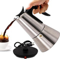 Electric Stainless Steel Moka Pot 6 Cup 300ml Mocha Pot Espresso Maker with Detachable Base Ideal Coffee Maker for Home Italian and Cuban Café Coffeemaker Espressomaker Coffee Pot