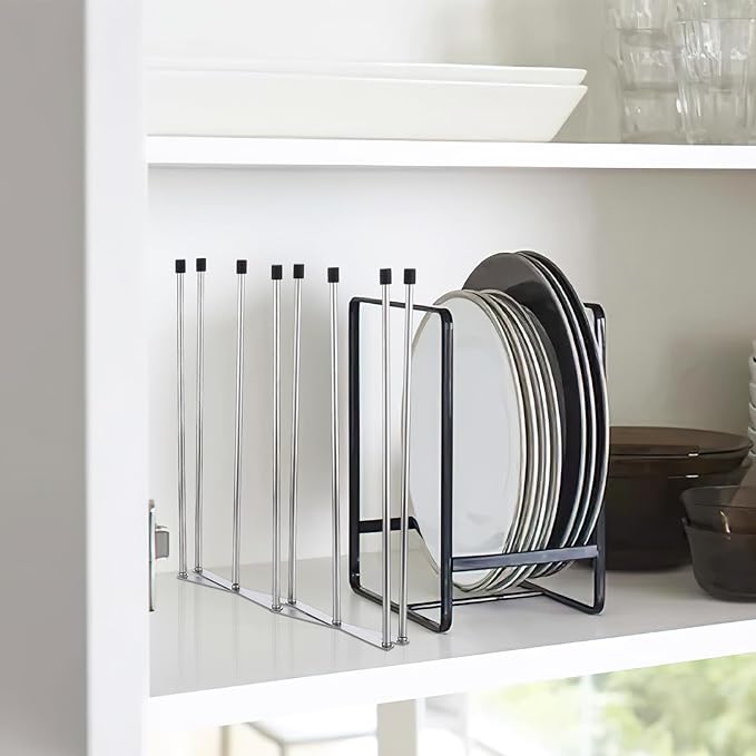 2 Pcs Foldable Bottle Drying Rack Stainless Steel Plastic Bag Drying Racks with Silicone Caps 8 Poles Space-Saving Countertop Organizer Dryer Rack for Cup Water Bottles Dish Plate Bag