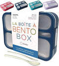 kinsho Bento Lunch Box Kids, Leakproof Lunch Containers for Boys Girls Adults with 6 Compartments - School, Daycare, Meal Planning Portion Control Container, BPA-Free Boxes, Utensils, Navy Blue