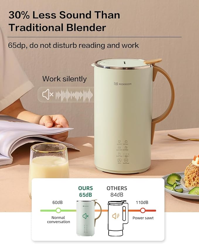 Automatic Nut Milk Maker, 20 oz Soy Milk Maker, Homemade Almond, Oat, Coconut, Soy, or Plant-Based Milk and Dairy Free Beverages, Almond Milk Maker with Delay Start/Boild Water/Self Clean - Green