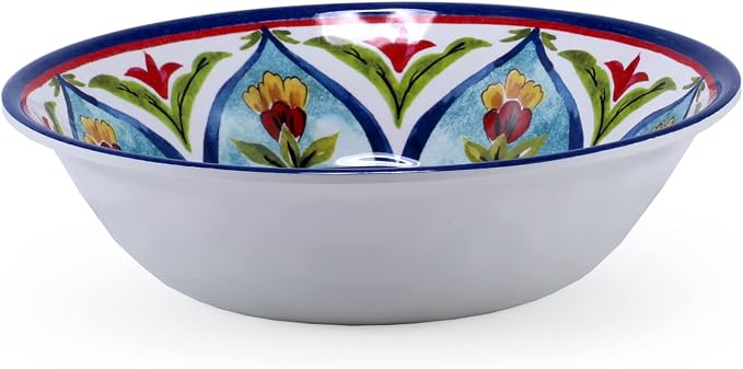 Melamine Dinnerware Sets, 12Pcs Durable Plates and Bowls for 4, Lightweight Dishes Dinnerware Sets for Indoor and Outdoor Use, Dishwasher Safe BPA free (Retro Style)