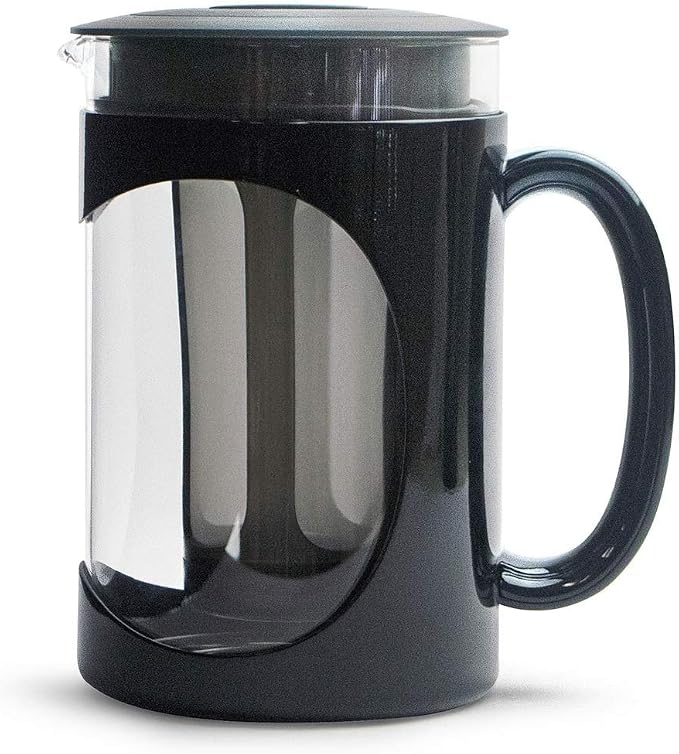 Primula Burke Deluxe Cold Brew Iced Coffee Maker, Comfort Grip Handle, Durable Glass Carafe, Removable Mesh Filter, Perfect 6 Cup Size, Dishwasher Safe, 1.6 qt, Black