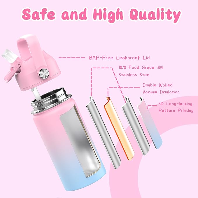 DIGOBAY Girls Backpack - Includes 14oz Insulated Water Bottle, Girls School Backpack Set with Lunch Bag & Pencil Case, Girl Teens for Elementary Preschool Middle School