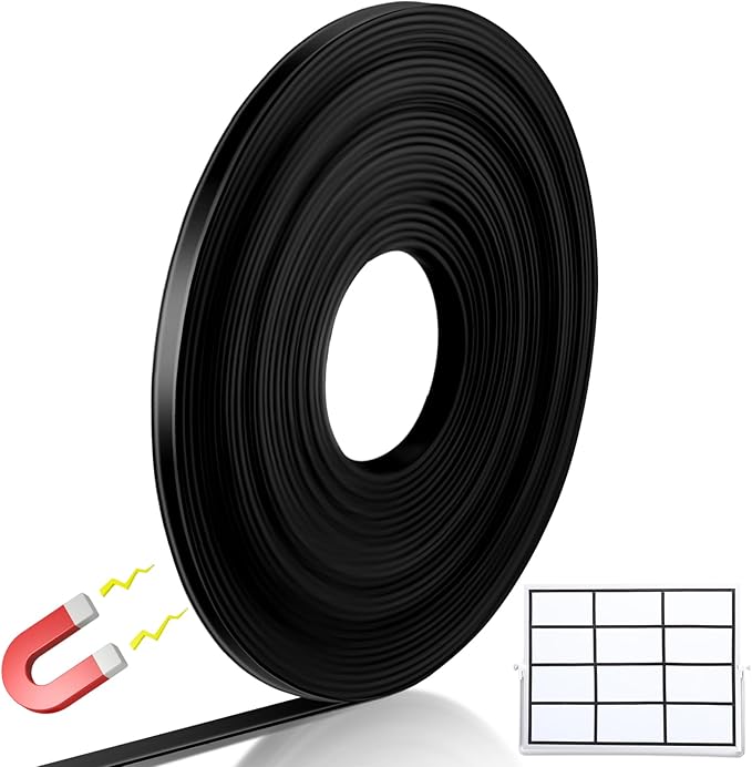 Tellegloww Black Magnetic Tape Roll Thin Strips, Magnetic Board Dividers Whiteboard Graphic Decorative Tape Marking Line for Classroom Office Art Accessories(1/4 in X 40 ft,1 Pcs)