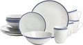 10 Strawberry Street Café Stripe 16 Piece Coupe Dinnerware Set, Blue