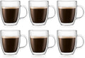 Bodum 10oz Bistro Double Wall Insulated Mug, High-Heat Borosilicate Glass, Set of 6, Clear