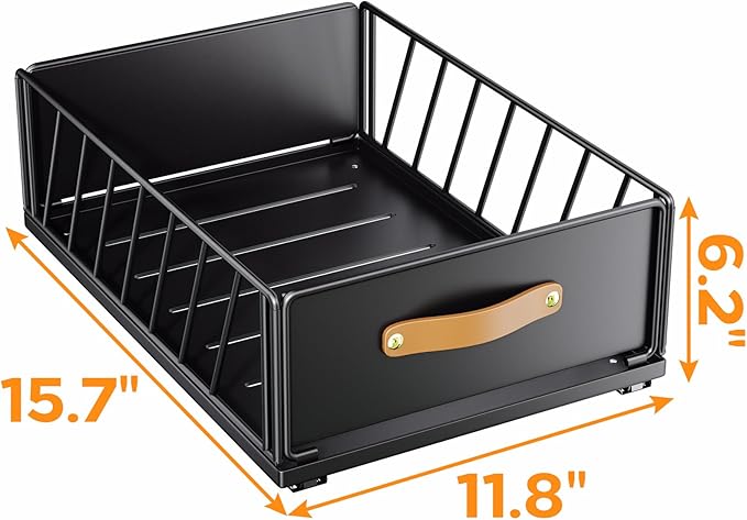 1PC Pull out Cabinet Organizer Fixed with Adhesive Nano Film+1PC Under Sink Organizer Bundle