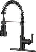FORIOUS Rustic Kitchen Faucet with Pull Down Sprayer Oil Rubbed Bronze, 3 Modes Stainless Steel High Arc Vintage Spring Sink Faucet 1 or 3 Holes for Pot Filler, Farmhouse Camper Wet Bar