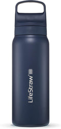 LifeStraw Go Series — Insulated Stainless Steel Water Filter Bottle for Travel and Everyday Use Removes Bacteria, Parasites and Microplastics, Improves Taste, 24 oz, Aegan Sea