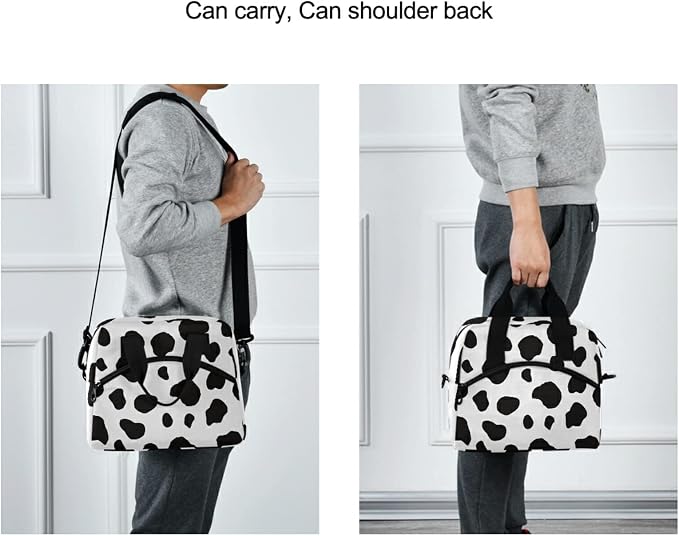 Milk Cow Dot Skin Insulated Lunch Bag Reusable Lunch Tote Bag Cooler Bag for Women Men Adult Lunch Box with Adjustable Shoulder Strap Leakproof Lunch Bag for Work School Picnic Camping