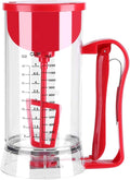 Pancake Batter Dispenser Electric Mixer Separator for Cupcakes, Waffles, Cookies, Clear Marks, 40.58oz, Clear/Red