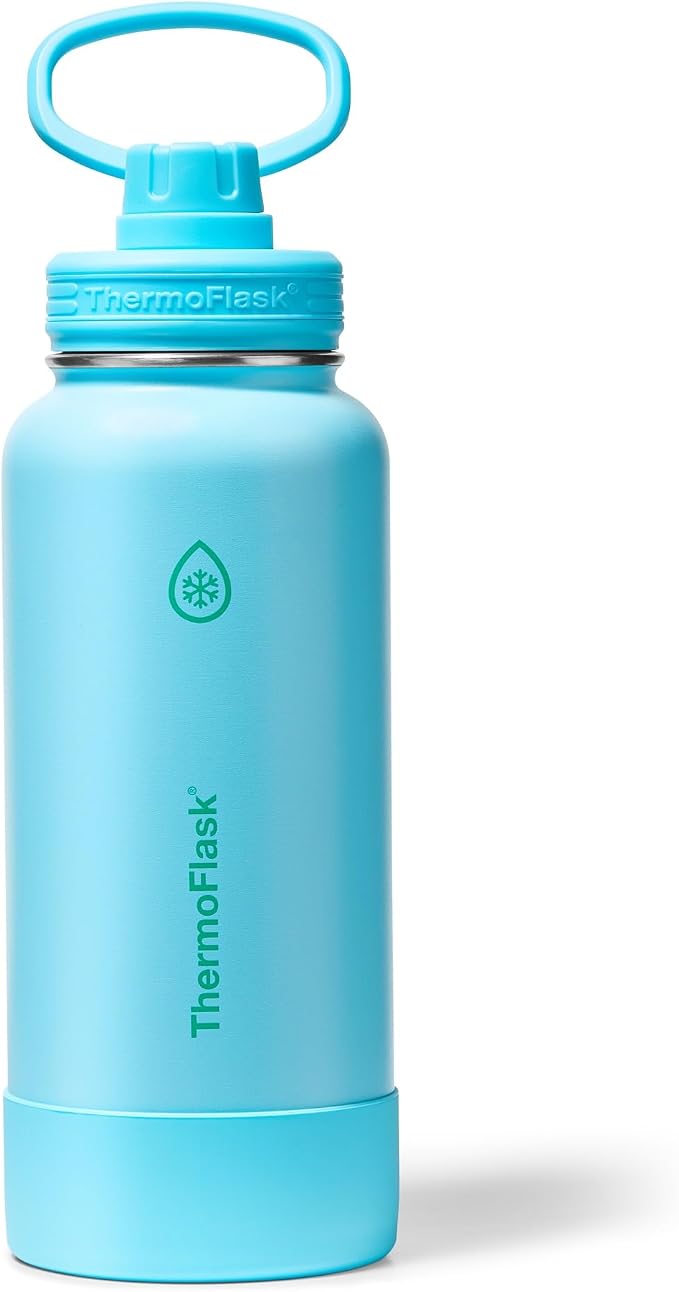 ThermoFlask Insulated Water Bottle with Spout Lid (32 oz, Vivid Blue) - Leakproof, Stainless Steel Water Bottle for Cold & Hot Drinks, Travel & Daily Hydration