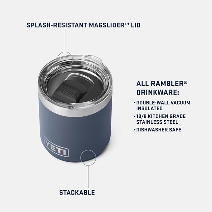 YETI Rambler 10 oz Stackable Lowball 2.0, Vacuum Insulated, Stainless Steel with MagSlider Lid, Sandstone Pink