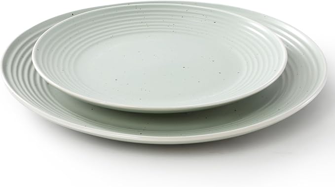 Elama Emilia 16 Piece Double Bowl Stoneware Dinnerware Set (Light Green) Service for 4 …