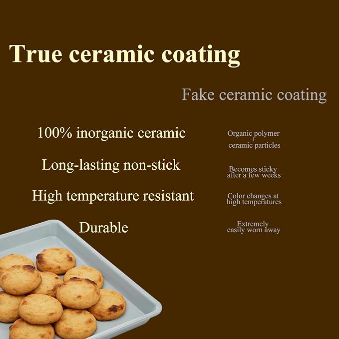 Ceramic Baking Sheet, Cookie Sheets for Baking 15x10" | Non-Stick & Non-Toxic Ceramic Coating, 2.2mm Thick Aluminum Oven Trays for Cooking, PTFE & PFOA Free