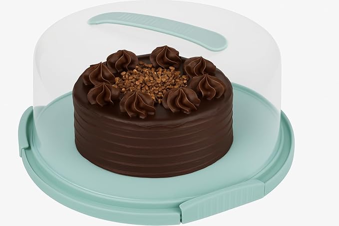 JOEY'Z EXTRA LARGE Cake Carrier - Holds up to 12 Inch 3-Layer Cake | Cake Container with Server Cake Carrier With Lid And Handle Cake Holder with Lid/Cake Cover Cake Plate Clear Cake Dome
