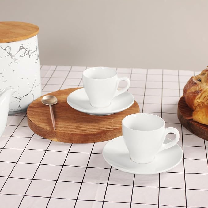 Espresso cup 3 Oz, Coffee Mugs with Handle and saucers 8 pcs, Porcelain Coffee Cups with saucer, Mugs, for Cappuccino, Tea, Espresso, Dishwasher & Microwave Safe, Reusable