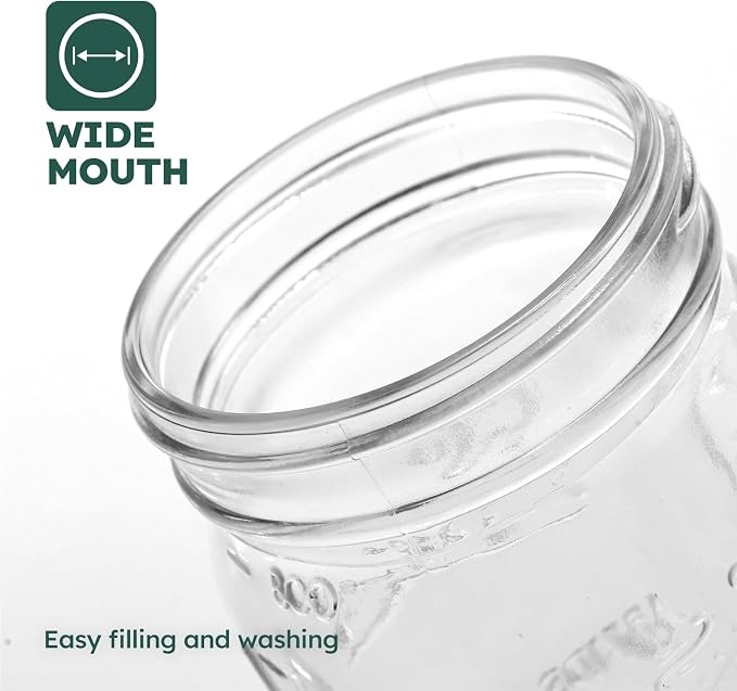 32 oz Glass Jars, Wide Mouth Mason Jars with Airtight Lids for Food Storage, Snacks, Meal Prep & Lunch Leakproof (4 Pack - Color)