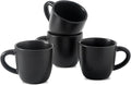 HASENSE 7OZ Espresso Cups,Ceramic Cappuccino Cups Set of 4 with Handle, Demitasse Cups Set for Double shot, Latte, Americano, Cafe Mocha and Tea, Espresso Cups for Home and Office, Black