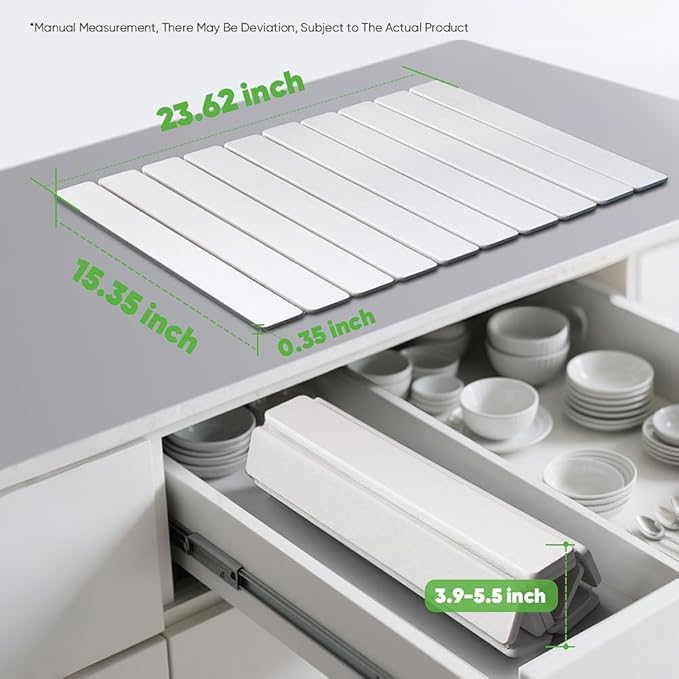Stone Drying Mat for Kitchen Counter, Quick Diatomaceous Earth Mats for Dishes, 23.6"L x 15.7" W Super Absorbent Fast-Drying Collapsible Countertop Stone Mat (White, 24" x 16")
