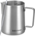 Milk Frothing Pitcher, 20oz Stainless Steel Milk Frother Cup Steaming Pitcher, Cappuccino Espresso Accessories Coffee Bar Barista Tools, Metal Steamer Cup Milk Jug with Latte Art Pen, Matte Steel