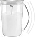 Glass Milk Container with Stainless Steel Milk Pipe Casing and HP3 Adapter Compatible with Jura Coffee Machine Models E8, S8, Z8, Z6 (16.9oz)，Replaceable for 72570